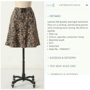 Anthropologie Edme and Esyllte Fall Dark Liberty Floral A Line Skirt